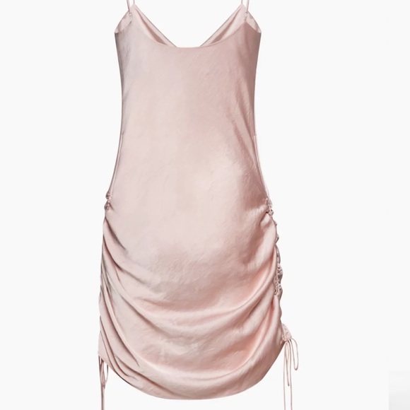 Aritzia “only ruched” slip mini dress in poetic pink, S - Picture 2 of 12